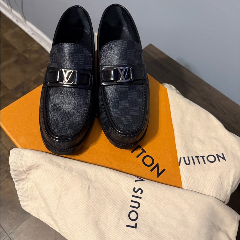 Louis Vuitton Checkered Black Loafers - Picture 2 of 9